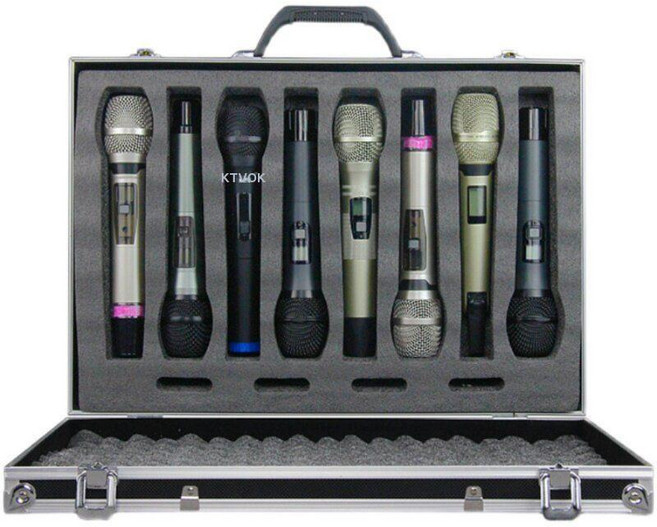 알루미늄박스 무선마이크 보관함 하드 마이크 케이스 전용 마이크보관함 휴대용 샤크팡 장비, 8구, 기본 모델명/품번