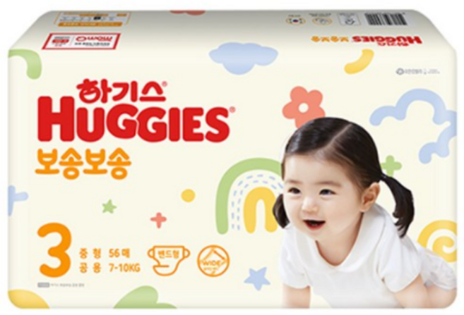 하기스 뉴 보송보송 밴드형 기저귀 공용, 3단계, 56매