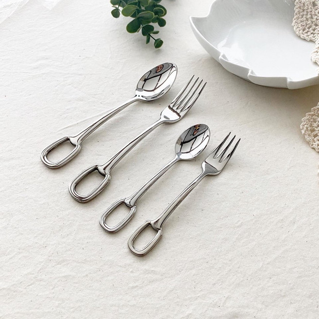 실버 고리커트러리 4종 옵션택1 (스텐 명품스타일 양식기) 안젤라스, 양식스푼, 1개