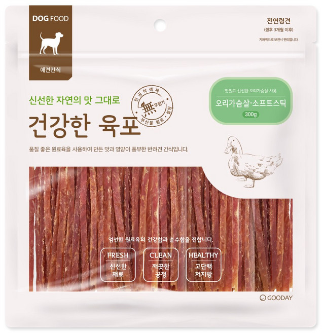 굿데이 건강한 육포, 07. 오리가슴살 소프트 스틱, 300g, 1개