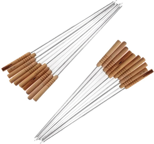 09FARM 우드 스테인리스 캠핑 BBQ 바베큐 꼬치 41cm 12개입, 1세트, 24pcs