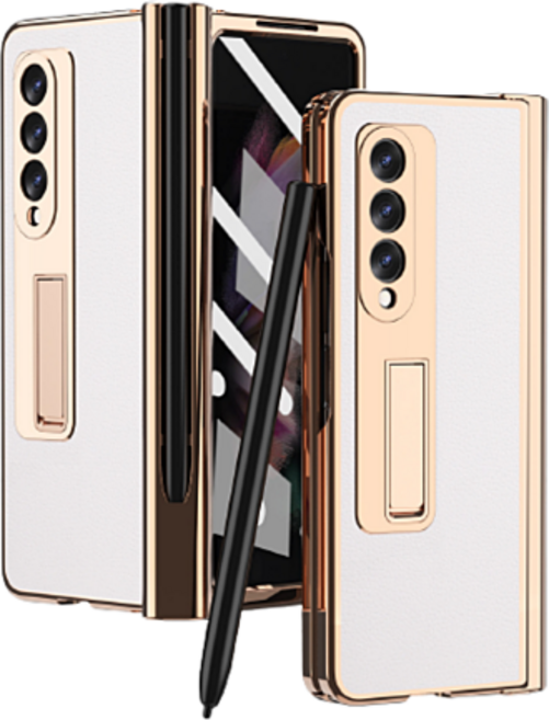 폰케이노 갤럭시 Z폴드3 Z폴드4 케이스 고급가죽 리치 스탠딩 풀커버 펜포함