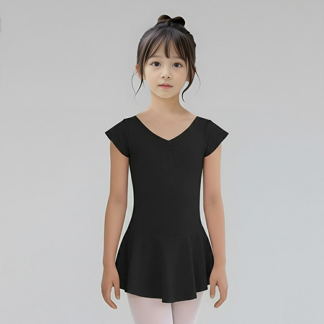 [에스투에이] 국산 반팔 쉬폰 발레복 유아 여아 초등 주니어 일체형 원피스형 치마 레오타드 어린이 스커트