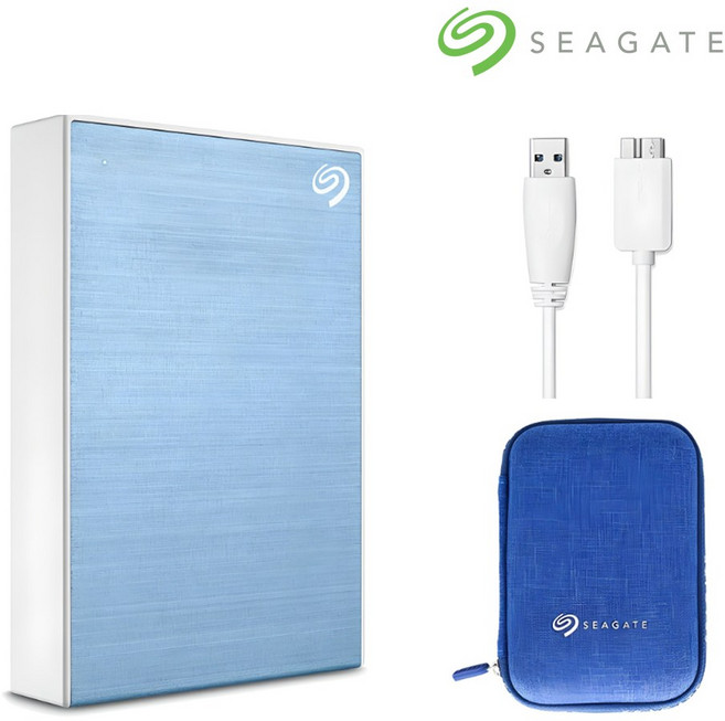씨게이트 One Touch HDD 외장하드 데이터복구+암호화 기능+파우치+USB케이블, 5TB, ONE TOUCH 라이트블루