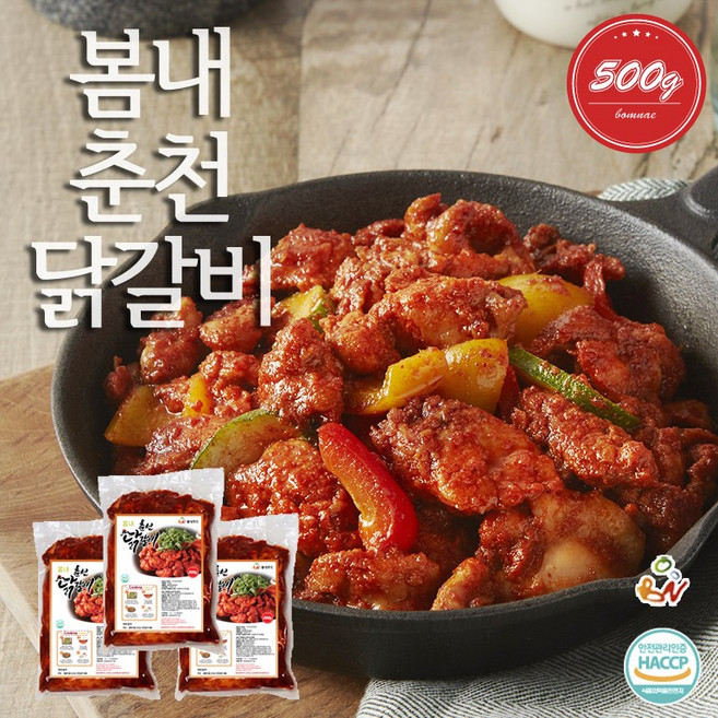 봄내푸드 봄내춘천닭갈비 500g x 3팩, 3개