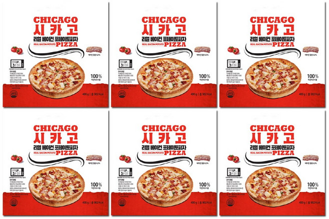 리얼 시카고피자 베이컨포테이토 6판 세트, 6개, 400g