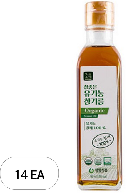 꼬손 청양식품 참좋은 유기농 참기름, 180ml, 14개