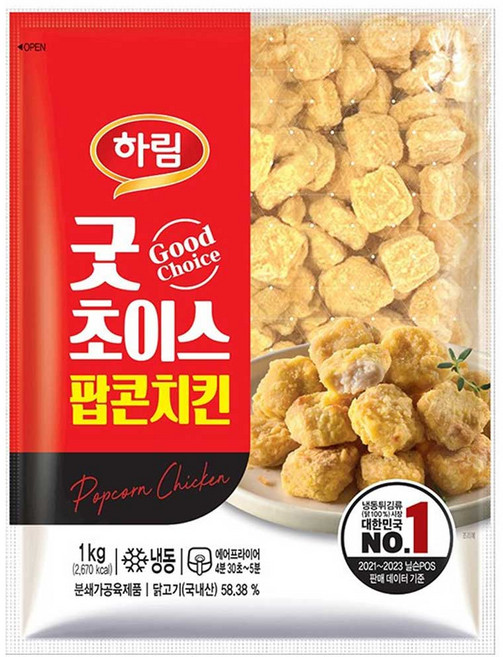 하림 굿초이스 팝콘치킨 1000g, 1kg, 1개