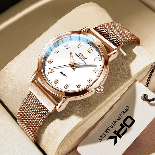 OPK 여성손목시계 정품쿼츠 럭셔리 명품 워터프루프 메탈시계