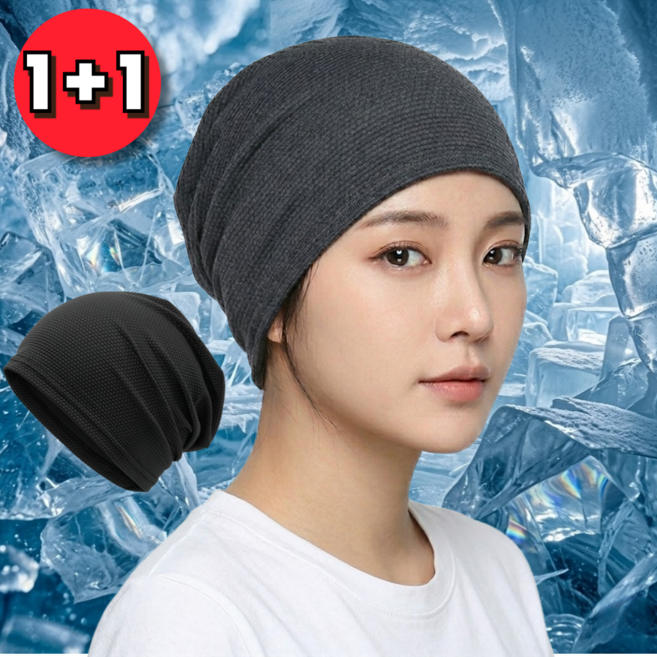 무이코 1+1 냉감소재 시원한 메쉬 비니, 1세트, 블랙+그레이