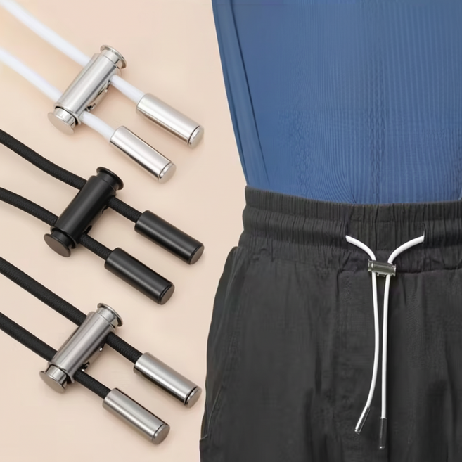 허리 사이즈 조절 흘러내림 방지 착용감 개선 끈 버클 키트, 1개, 화이트줄+실버버클