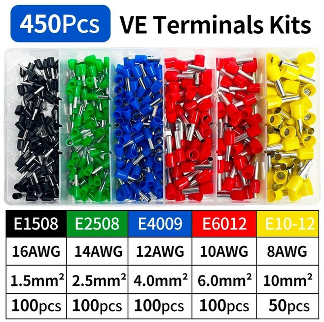 사전 절연 E0508/E7508 링 1900PCS 커넥터 및 가용 200 압착 DIY 단자, VE KIT 450Pcs, 1개