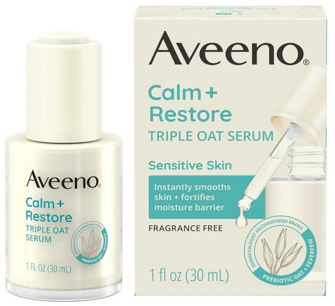 Aveeno 艾惟諾 Calm + Restore 三重複合燕麥舒緩精華 穩定修護敏感肌, 1件, 一盒, 30g