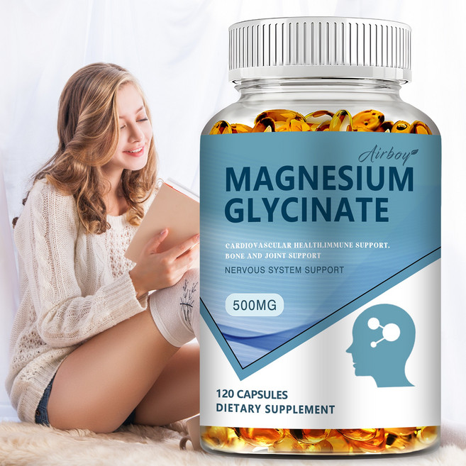 마그네슘 글리시네이트 500mg - 근육 수면 지원 스트레스 완화 - 높은 흡수율, 3개, 120정