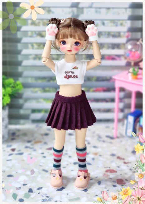 도리스돌 옷 ( 비비핑크 데일리룩 3종세트 ) bjd 구체관절인형 30cm인형 <완제품>, 1개