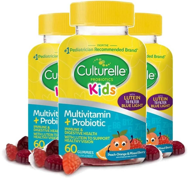 컬처렐 키즈 멀티비타민 앤 프로바이오틱스 루테인 구미 Culturelle Kids Multivitamin Probiotics, 3개, 60정