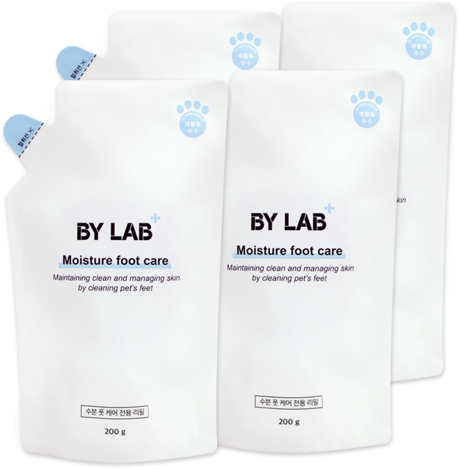 바이랩 수분 풋 케어 파우치 강아지 습진 피부각질 발사탕 초유 비누 산책 후 발 샴푸 리필, 200g, 4세트
