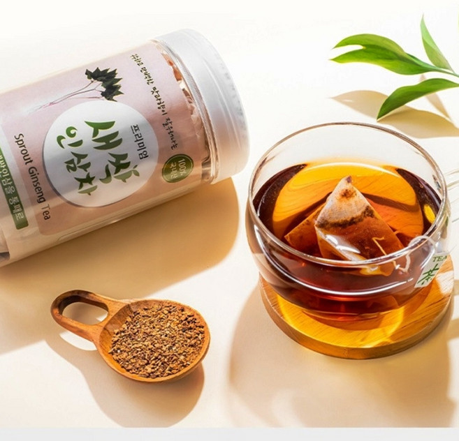 새싹 인삼차 국산100% 홍삼차 프리미엄명차/진세노사이드/저온건조/로스팅/수경재배/구수하고담백한자연그대로의맛, 2개, 30개입, 800mg