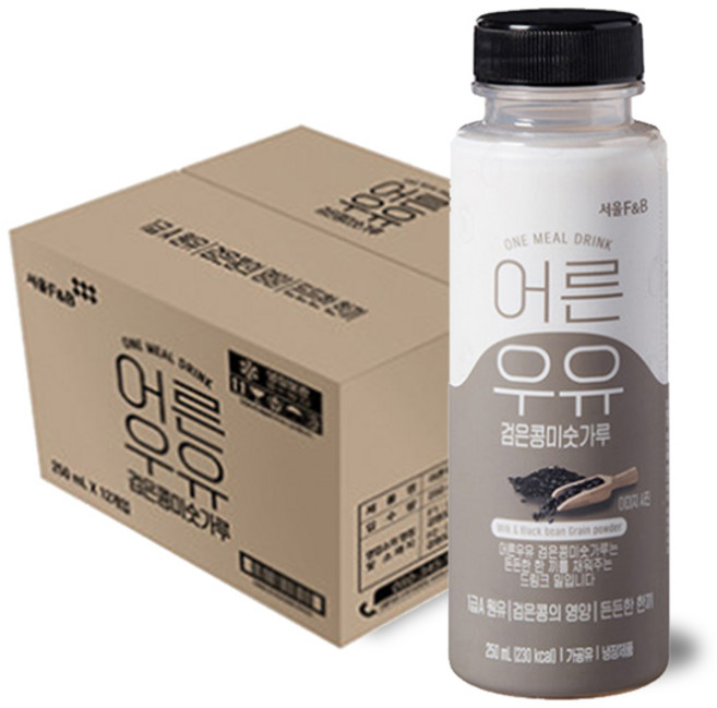 서울에프엔비 어른우유 검은콩 미숫가루 250ml, 12개