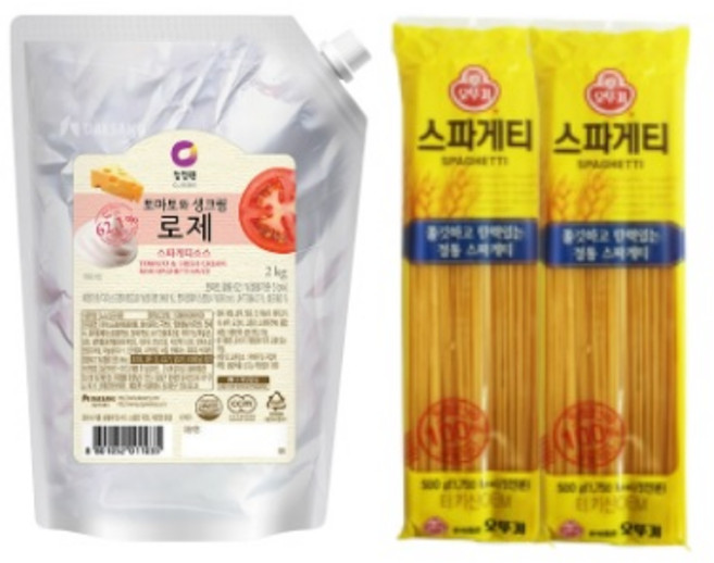 청정원 스파게티 소스 2kg + 오뚜기 스파게티 면 500g 세트 로제 토마토 아라비아따 빠른배송, 로제1+스파게티2개, 2개