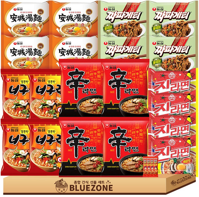 봉지라면 세트 신라면4 안성탕면4 진라면매운맛4 너구리4 짜파게티4 라면스틱4, 1세트