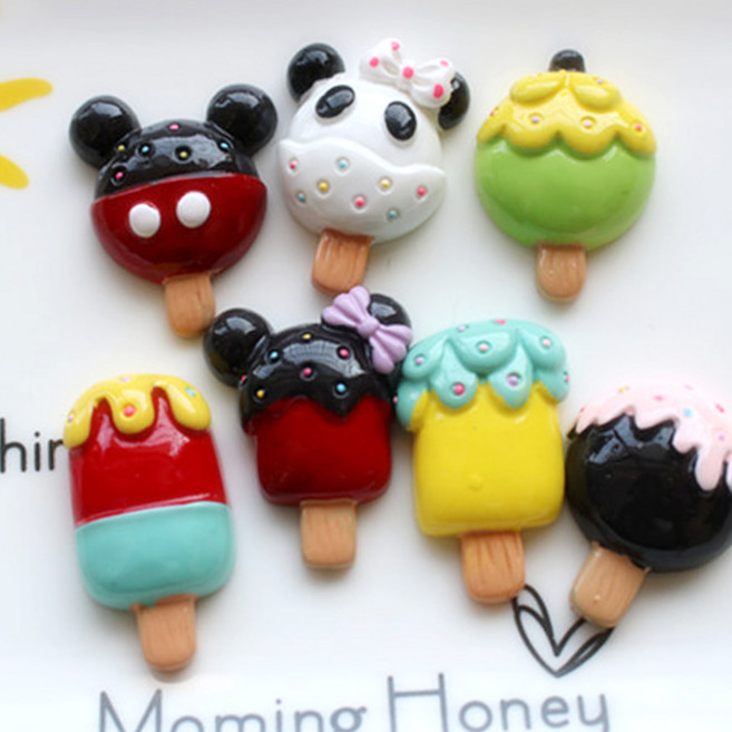 미키마우스 아이스크림 시리즈 데코덴 파츠 레진공예 비즈재료, 그린 원형바 파츠
