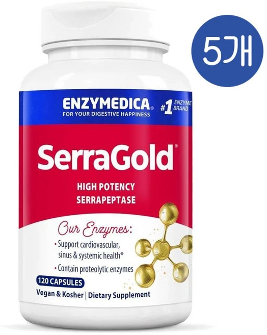 엔자이메디카 세라골드 하이포텐시 세라펩타제 엔자임 캡슐 Enzymedica SerraGold, 5개, 120정 - 쿠팡
