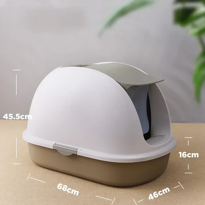 대형 고양이 쓰레기통 완전밀폐형 벨트 방지 모래 애완 동물 화장실 초대형 탈취제 새끼 고양이 쓰레기통, 02 coffee