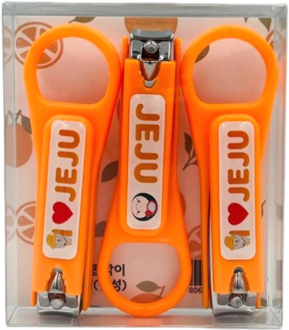 제주 I LOVE JEJU 에폭시 손톱깎이 3p 세트 오렌지 7.5cm 네일케어 감성소품 제주도기념품, 3개