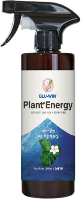 블루윈 플랜트에너지 식물 영양제 화분 화초 꽃 관엽 수경 뿌리 발근제 바질 상추 몬스테라 허브 루꼴라 비료, 1개, 500ml - 쿠팡