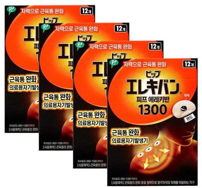 동국제약 피프 에레키반 1300 근육테이프, 12개입, 4개