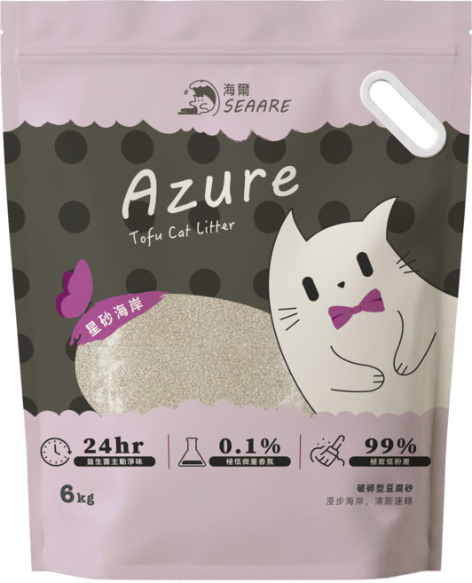 SEAARE 蔚藍海岸 益生菌豆腐貓砂 6kg, 3個, 破碎型豆腐砂(星砂海岸)