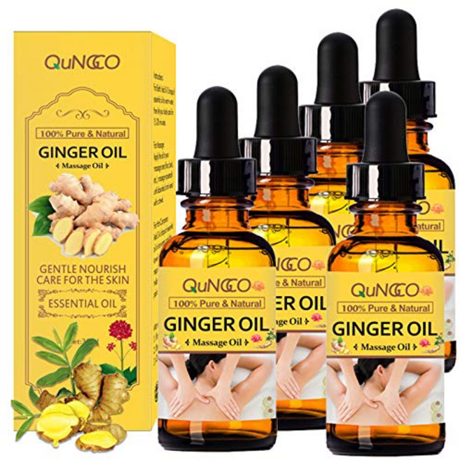 5 팩 생강 마사지 오일 생강 마사지 에센셜 오일 림프 배수를 위한 생강 마사지 오일 천연 배수 생강 오일 스파 마사지 오일 냉찜질 및 릴랙싱 활성 오일-30ml