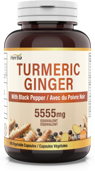 투메릭 강황 생강 피퍼린 5555mg 180베지 캡슐 커큐민 커큐미노이드 95% 진저롤 5% 허바 캐나다, 1개, 180정