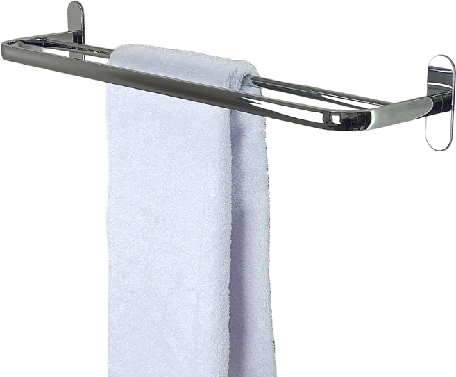 신사공간 무타공 1단 2단 욕실 수건걸이, 2단 수건걸이, 40cm, 1개, 실버 40cm