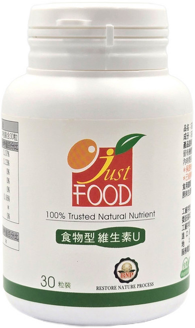 Just FOOD 食物型維生素U 酵母酵素全素 高麗菜濃縮, 1個, 30顆