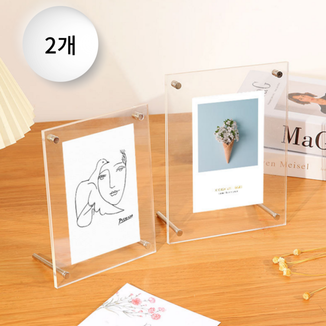 쇼픽스 감성 투명 아크릴 스탠드 액자, 2개