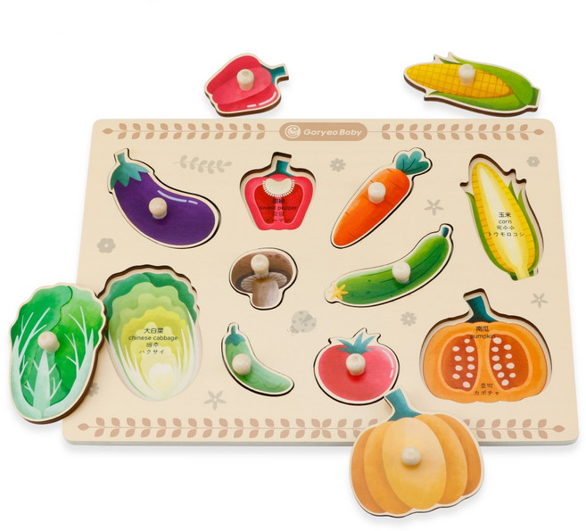 고려베이비 10종야채퍼즐 두돌장난감 꼭지퍼즐 소근육발달 원목장난감, 야채퍼즐(신상), 1개