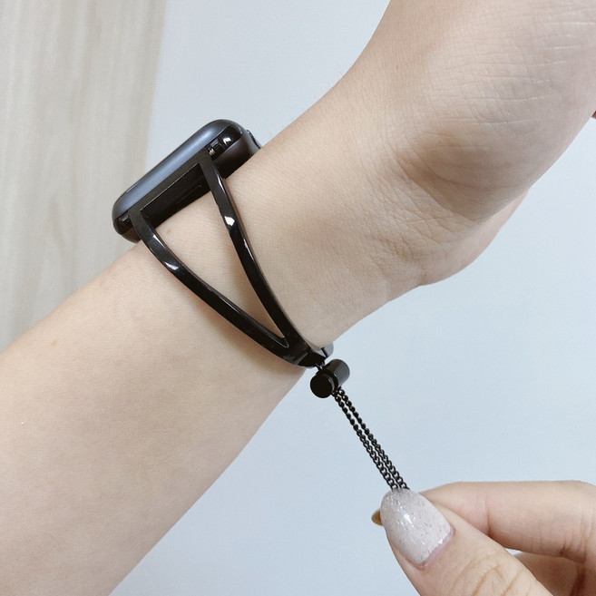 適用於 Apple Watch 的 V 型鏤空金屬錶帶 (38/40/41/42/44/45/49mm), 1個, 知性黑,38/40/41共用