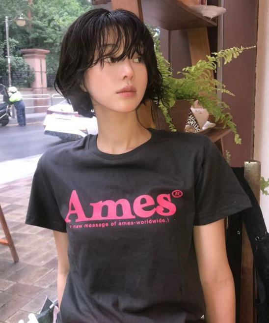 아메스 월드와이드 amesworldwide (uni) BASIC LOGO TEE CHARCOAL