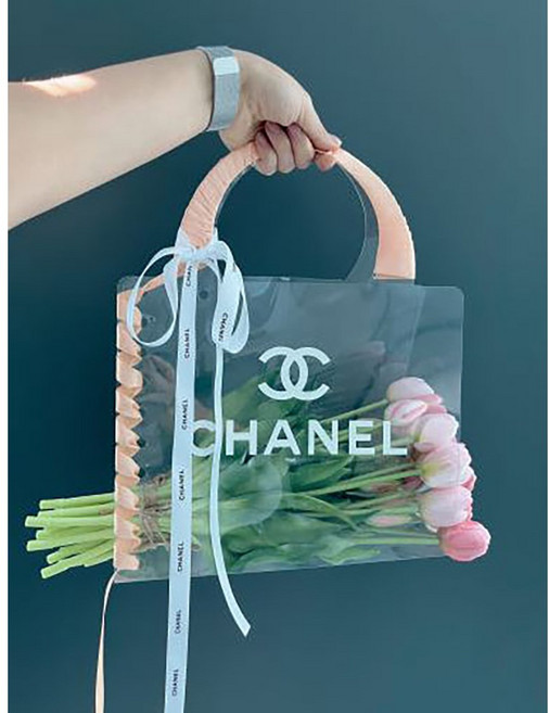 투명 쇼핑백 꽃다발 케이스 플라워박스 기념일 선물 축하 감사 포장 가방, 사각펀칭