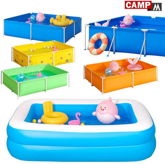 캠프엠 <아기수영장 모음전> 특대형 유아 단체 수영장 베란다 물놀이 컬러 풀장 어린이 미니 소형 대형 에어 사각 프레임 조립식 워터파크 물풀장 @KC인증받음@ AB547021202, CAMP-M / 프레임 풀장 - 특대형, 1개