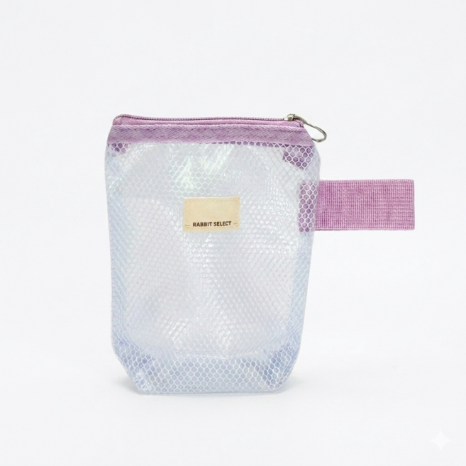 加厚PVC 防水網眼網格收納袋 - 大XS 托藥袋 百寶袋 餐袋 筆袋 文具用品袋 拉鏈袋 盥洗袋 收據袋 玩具袋 游泳用品袋 旅行袋 口罩袋 藥水袋 線材袋 零錢鑰匙袋 托嬰 幼稚園 幼兒園, 馬卡龍紫, 1個