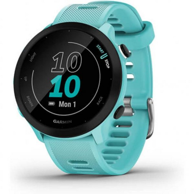 Garmin가민 포러너 55 일일 추천 운동과 함께 GPS 러닝 워치 최대 2주 배터리 수명 화이트, Aqua, Watch