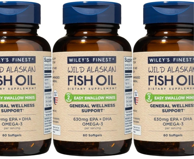 자연산 알래스카 피쉬 오일 Wiley's Finest 미니 소프트젤, 3개, 60정 - 쿠팡