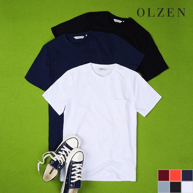 올젠 올젠 USA 코튼 반팔 라운드 티셔츠(ZAA2TR1302)