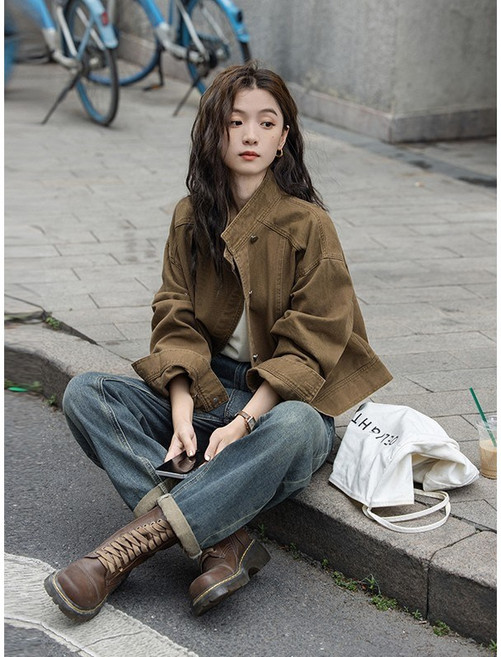 스타일닥터 여성 데님 코트 스텐다드핏 아우터 버튼입체장식 포인트 데님청자켓