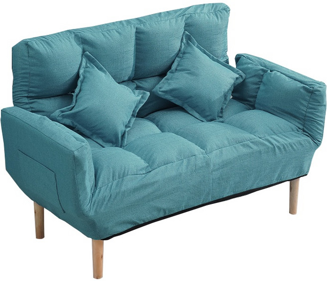 懶人沙發 多段調節躺椅, 藍色, 【加厚木腳】懶人沙發椅