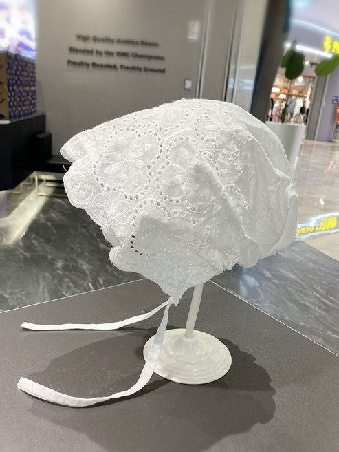 순면 비니 항암 수면 보닛 순면 헤어캡 주방 중년 자외선 레이스 자수 플라워 끈 스트랩 조절