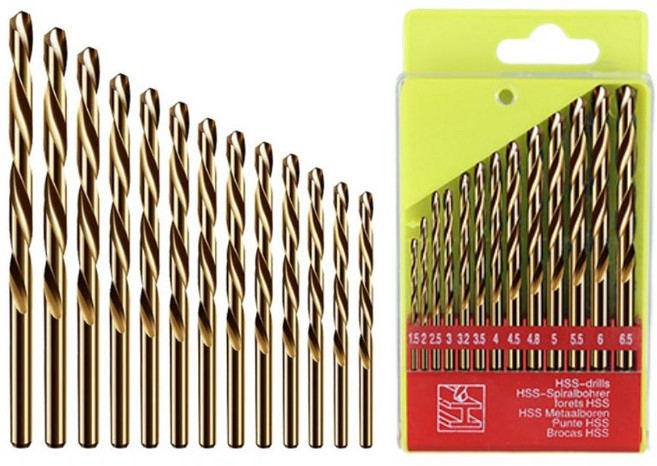 tinduo 코발트 드릴 비트 1.5-6.5mm 13개입 세트 철판기리 스텐기리 스텐타공 스텐홀쏘 철기리 철 철판 금속 목재, 1세트